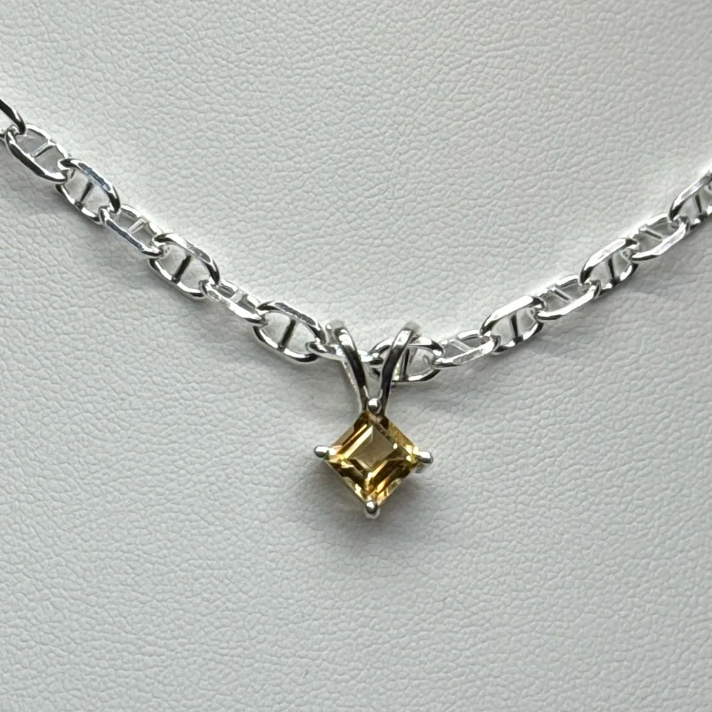 NC4 Genuine 1CT Princess Cut CITRINE Pendant Solid Sterling Silver S925 - Picture 7 of 8